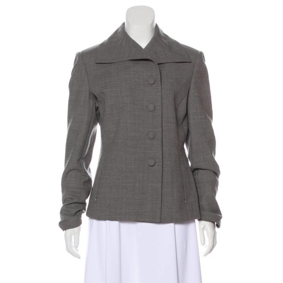 St. John Collection | Structured Gray Wool Blazer - Picture 1 of 7